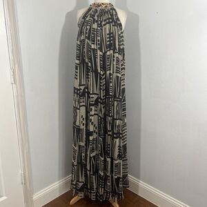Anthropologie Nikita Mhaisalkar Dress Womens M Graphic‎ Halter Maxi Sleeveless